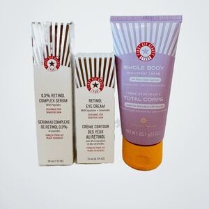 First Aid Beauty Retinol Serum Eye Cream + Whole Body Deodorant Set NEW